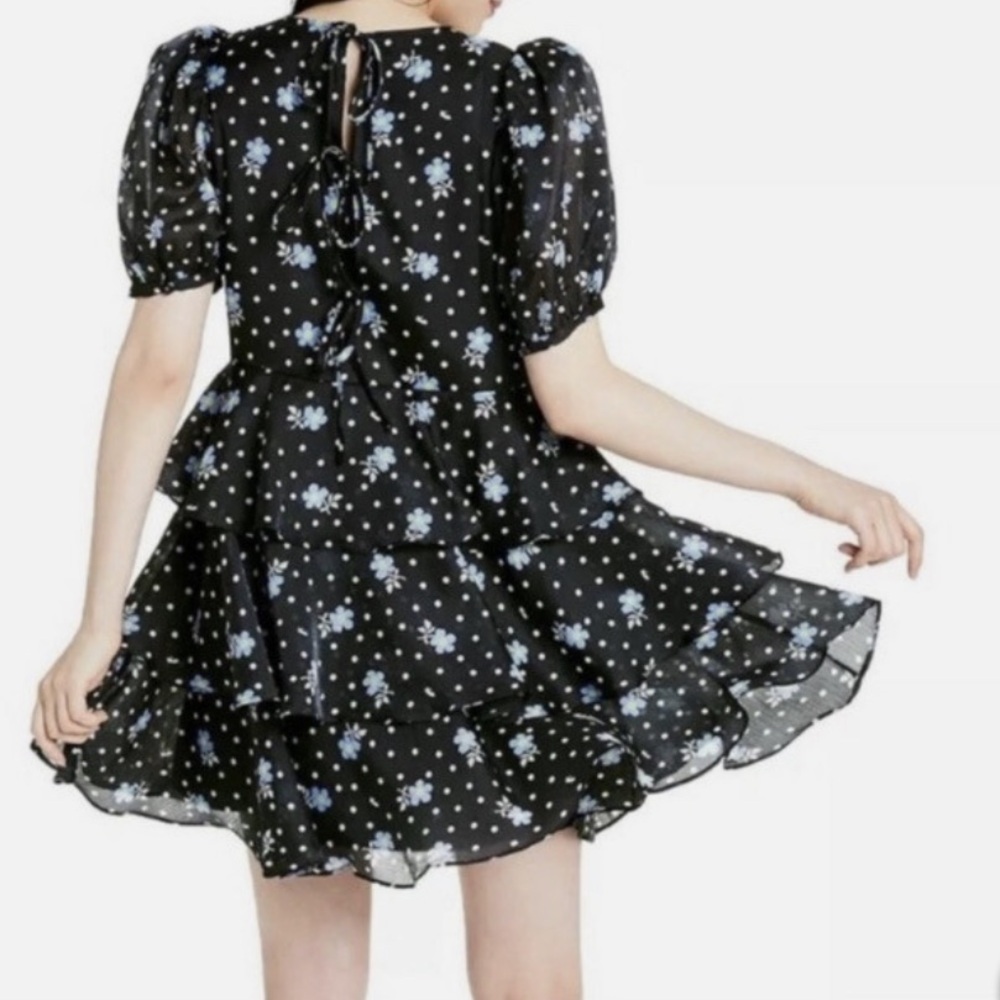 SANDY LIANG X TARGET Floral Black Dress with Blue White Floral Accents Size XS - Picture 2 of 11